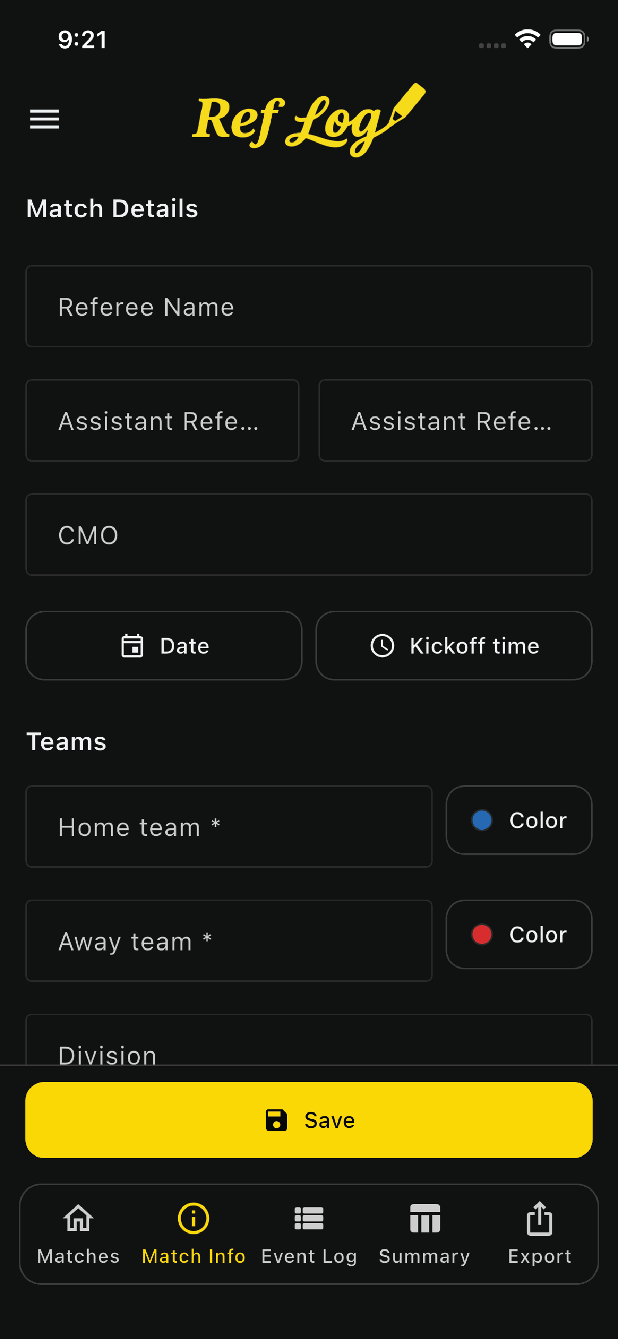 RefLog event log in dark mode