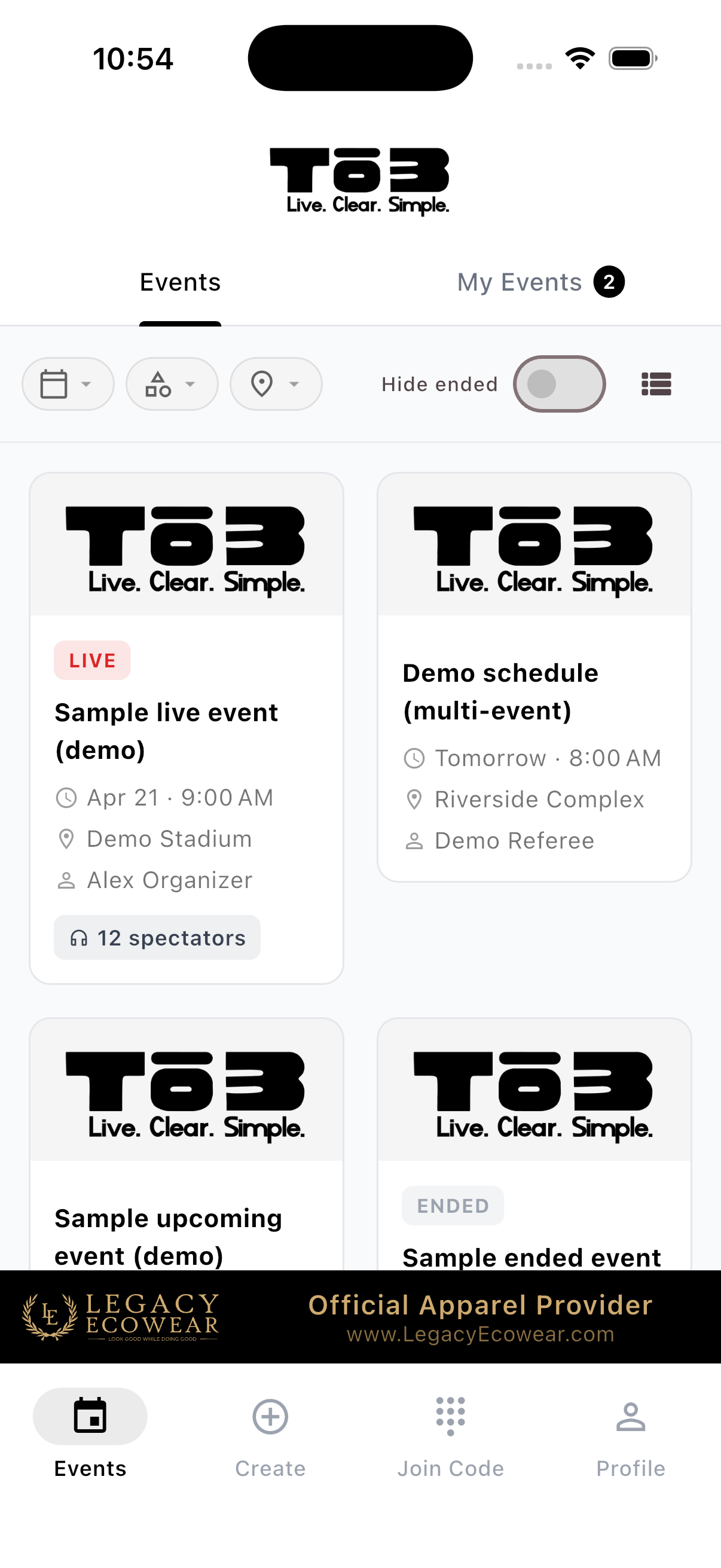 Discover and browse events