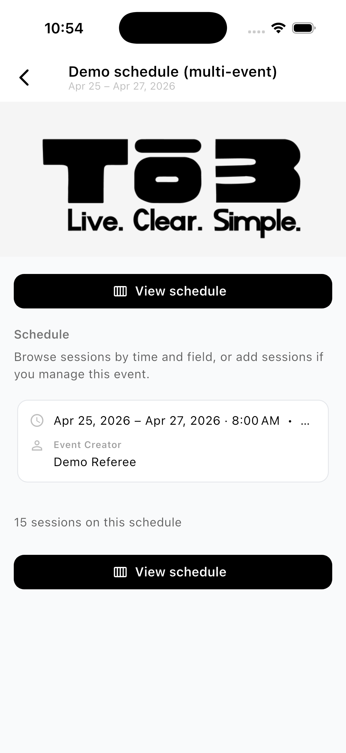 Program schedule overview